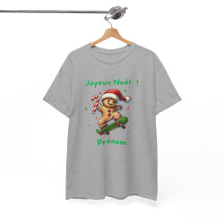 Tee Shirt Personnalisable Joyeux Noël avec Pain d'Épice en Skate – Pour Homme et Femme