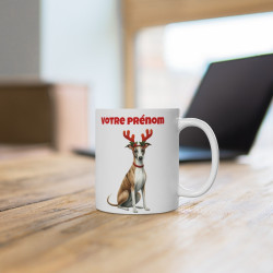 Mug Personnalisable de Noël avec Lévrier Chien – Idée cadeau pour enfant et Adulte