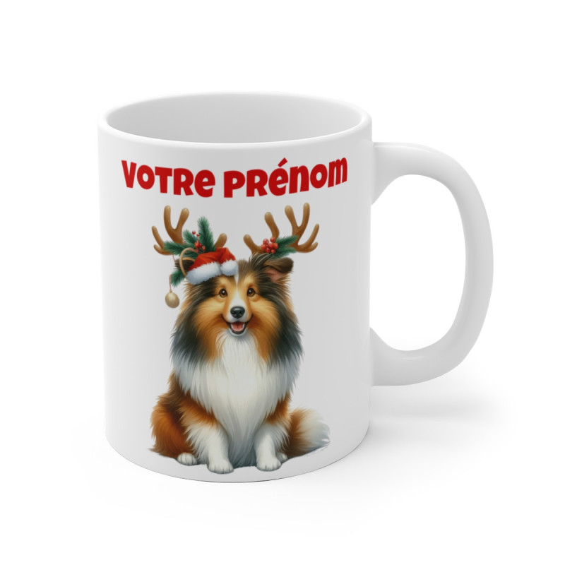 Mug Personnalisable de Noël avec Shetland – idée cadeau pour enfants et adultes