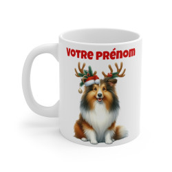 Mug Personnalisable de Noël avec Shetland – idée cadeau pour enfants et adultes