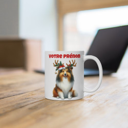 Mug Personnalisable de Noël avec Shetland – idée cadeau pour enfants et adultes
