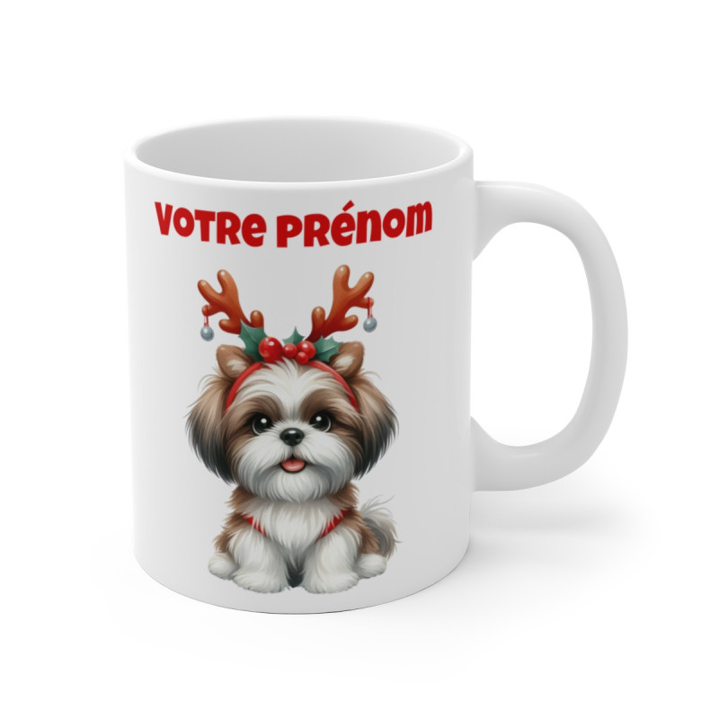 Mug Personnalisable de Noël avec Shih Tzu – idée cadeau pour enfants et adultes