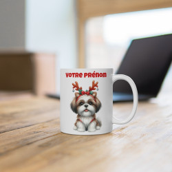 Mug Personnalisable de Noël avec Shih Tzu – idée cadeau pour enfants et adultes