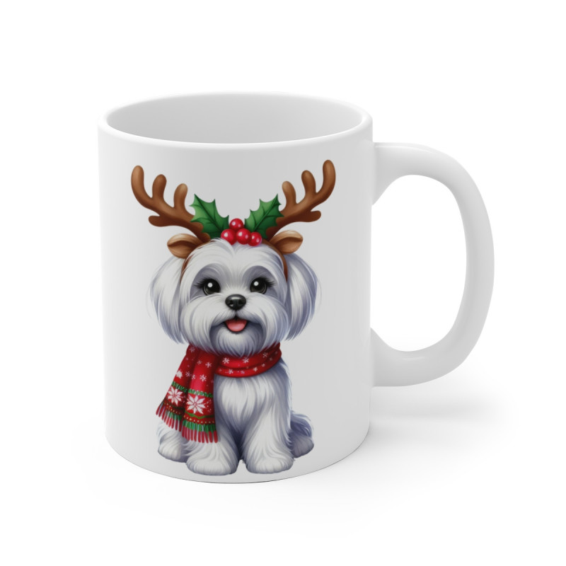Mug Chien Bichon de Noël – Cadeau Festif pour Enfant et Adulte