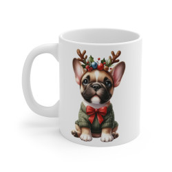 Mug  Chien Bouledogue Français de Noël – Tasse Festive en Céramique pour Enfant et Adulte