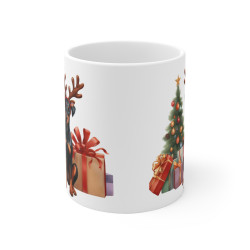 Mug  Chien Dobermann de Noël – Tasse Festive en Céramique pour Enfant et Adulte