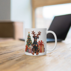 Mug  Chien Dobermann de Noël – Tasse Festive en Céramique pour Enfant et Adulte