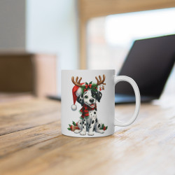 Mug  Chien Dalmatien de Noël – Tasse Festive en Céramique pour Enfant et Adulte