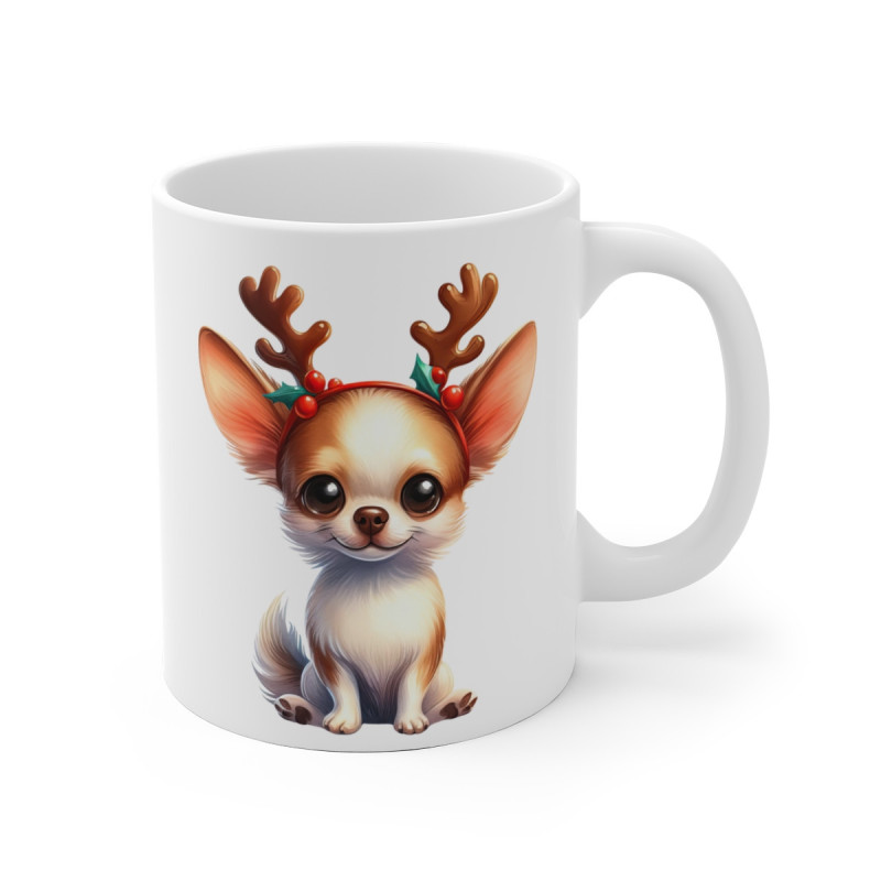 Mug Chien Chihuahua de Noël – Tasse Festive en Céramique pour Enfant et Adulte