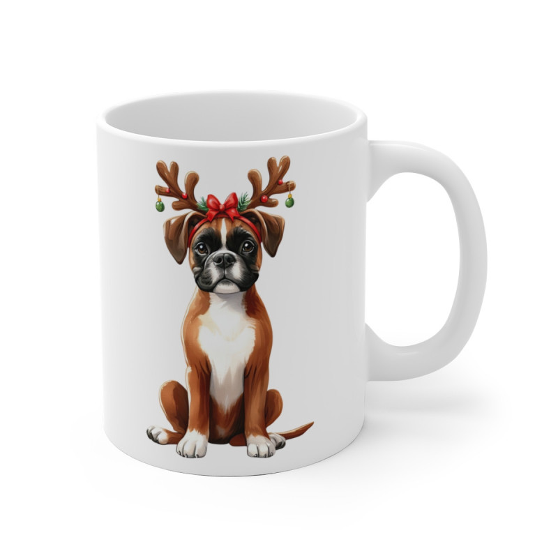 Mug Chien Boxer de Noël – Tasse Festive  en Céramique pour Enfant et Adulte