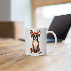 Mug Chien Boxer de Noël – Tasse Festive  en Céramique pour Enfant et Adulte