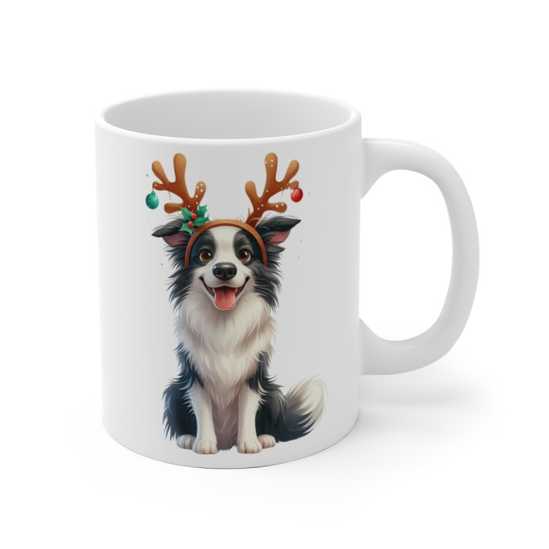 Mug Chien Border Collie de Noël – Tasse Festive en Céramique pour Enfant et Adulte