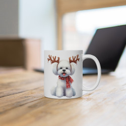 Mug Chien Bichon Frisé de Noël – Tasse Festive en Céramique pour Enfant et Adulte