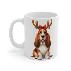 Mug Chien Basset Hound de Noël – Tasse Festive en Céramique pour Enfant et Adulte