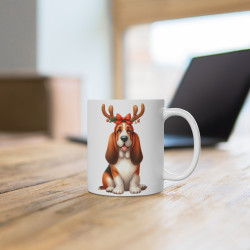 Mug Chien Basset Hound de Noël – Tasse Festive en Céramique pour Enfant et Adulte