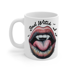 Mug Halloween "Bad Witch" avec Image de Bouche et Chauves-Souris – Pour Femme