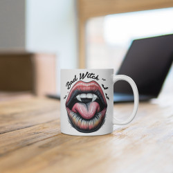 Mug Halloween "Bad Witch" avec Image de Bouche et Chauves-Souris – Pour Femme