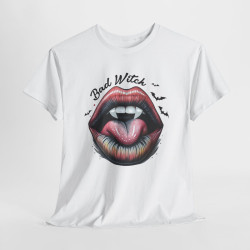 T-shirt Halloween "Bad Witch" avec Bouche et Chauves-souris – Pour Femme
