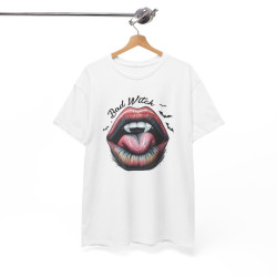 T-shirt Halloween "Bad Witch" avec Bouche et Chauves-souris – Pour Femme