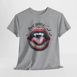 T-shirt Halloween "Bad Witch" avec Bouche et Chauves-souris – Pour Femme