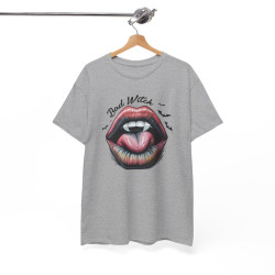 T-shirt Halloween "Bad Witch" avec Bouche et Chauves-souris – Pour Femme