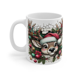 Mug Design Cerf de Noël - Mug Festif pour les Amoureux de la Nature - Cadeau pour Noël