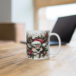 Mug Design Cerf de Noël - Mug Festif pour les Amoureux de la Nature - Cadeau pour Noël