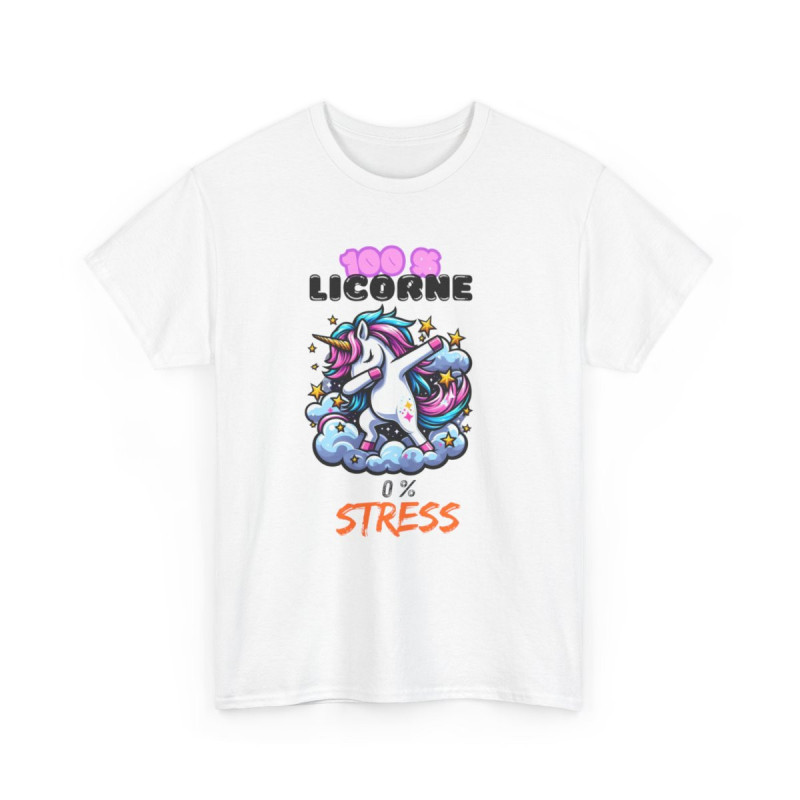 T shirt Femme 100% Licorne 0% Stress – Licorne qui Dab sur un Nuage