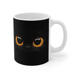 Mug Design Chat Noir 325ml – Tasse Céramique avec Chat Noir Enveloppant – Cadeau Original pour Amoureux des Chats