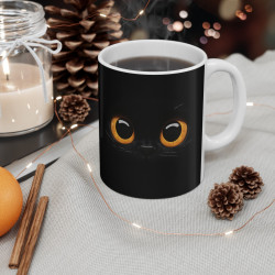Mug Design Chat Noir 325ml – Tasse Céramique avec Chat Noir Enveloppant – Cadeau Original pour Amoureux des Chats
