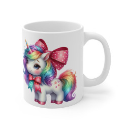 Mug Licorne Adorable avec Ruban Arc-en-Ciel – Tasse Céramique 325ml – Cadeau Magique