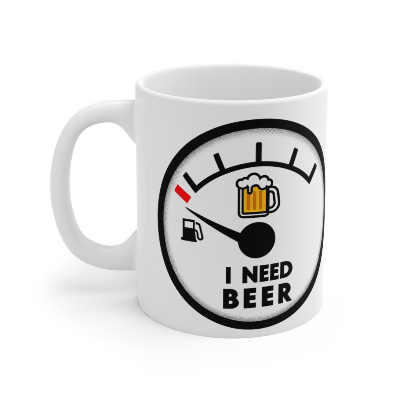 Mug "I Need Beer" – Tasse Céramique 325ml avec Design Humour Bière – Cadeau Parfait pour Amateurs de Bière