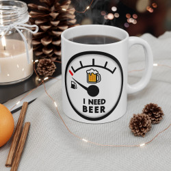 Mug "I Need Beer" – Tasse Céramique 325ml avec Design Humour Bière – Cadeau Parfait pour Amateurs de Bière