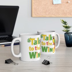 Mug "Talk to the Wing" avec Perroquet – Tasse Céramique 325ml – Cadeau Amusant pour Amoureux des Oiseaux