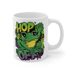 Mug "Hop Off" avec Grenouille – Tasse Céramique 325ml – Cadeau Amusant pour Fans de Grenouilles et Humour