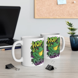 Mug "Hop Off" avec Grenouille – Tasse Céramique 325ml – Cadeau Amusant pour Fans de Grenouilles et Humour