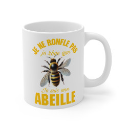 Mug "Je ne ronfle pas, je rêve que je suis une Abeille" – Tasse Céramique 325ml – Cadeau Amusant et Original