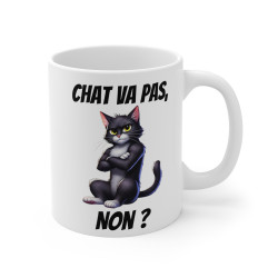 Mug "Chat va pas non ?" avec Chat  – Tasse Céramique 325ml – Cadeau Humour pour Amoureux des Chats