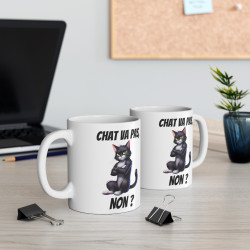 Mug "Chat va pas non ?" avec Chat  – Tasse Céramique 325ml – Cadeau Humour pour Amoureux des Chats