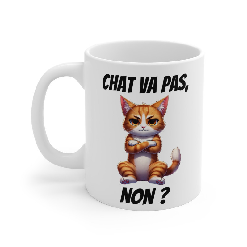 Mug "Chat va pas non ?" avec Chat  – Tasse Céramique 325ml – Cadeau Humour