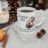 Mug "Je bosse dur pour que mon chat se la coule douce"  Chat Allongé – Tasse Céramique 325ml – Cadeau Humour et Amour des Chats