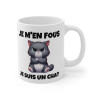 Mug "Je m'en fous, je suis un chat" avec Chat Croisant les Bras – Tasse Céramique 325ml – Cadeau Humour et Attitude Féline