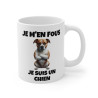 Mug "Je m'en fous, je suis un chien" avec Chien Croisant les Bras – Tasse Céramique 325ml – Cadeau Humour et Attitude Canine