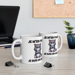 Mug "Je m'en fous, je suis un chat" avec Chat Croisant les Bras – Tasse Céramique 325ml – Cadeau Humour et Attitude Féline