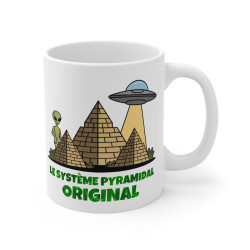 Mug "Le Système Pyramidal Original" avec Extraterrestre – Tasse Céramique 325ml – Cadeau Humour