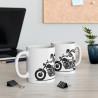 Mug Squelette en Moto – Tasse Céramique 325ml avec Design Moto Vintage – Cadeau Humour et Passion Motard