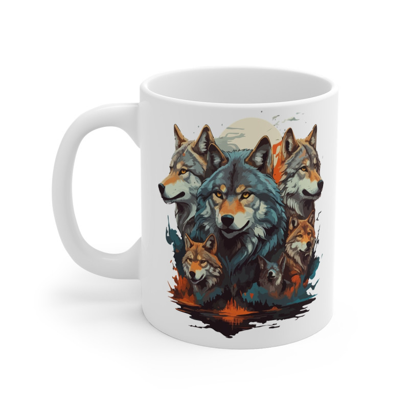 Mug Meute de Loups – Tasse Céramique 325ml avec Design Nature et Sauvage – Cadeau Passion Animaux et Esprit Libre