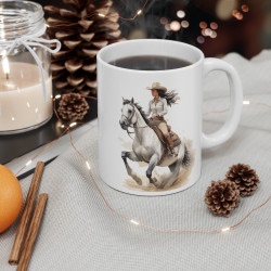 Mug Cavalière en Plein Galop – Tasse Céramique 325ml avec Design Western – Cadeau Passion Équitation et Aventure