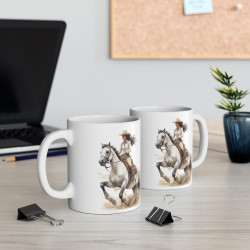 Mug Cavalière en Plein Galop – Tasse Céramique 325ml avec Design Western – Cadeau Passion Équitation et Aventure