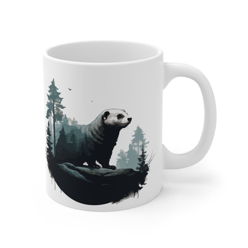 Mug Blaireau dans la Forêt – Tasse Céramique 325ml avec Design Nature – Cadeau Passion Animaux et Aventure Sauvage
